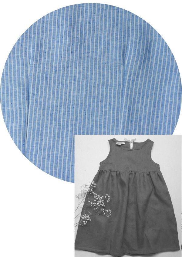 Ärmelloses Leinenkleid "Edelweiß", blau-weiß gestreift