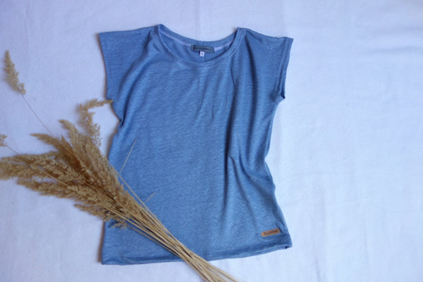 T-Shirt "Anemone" aus Feinstrick-Leinen, hellblau, S, M und L