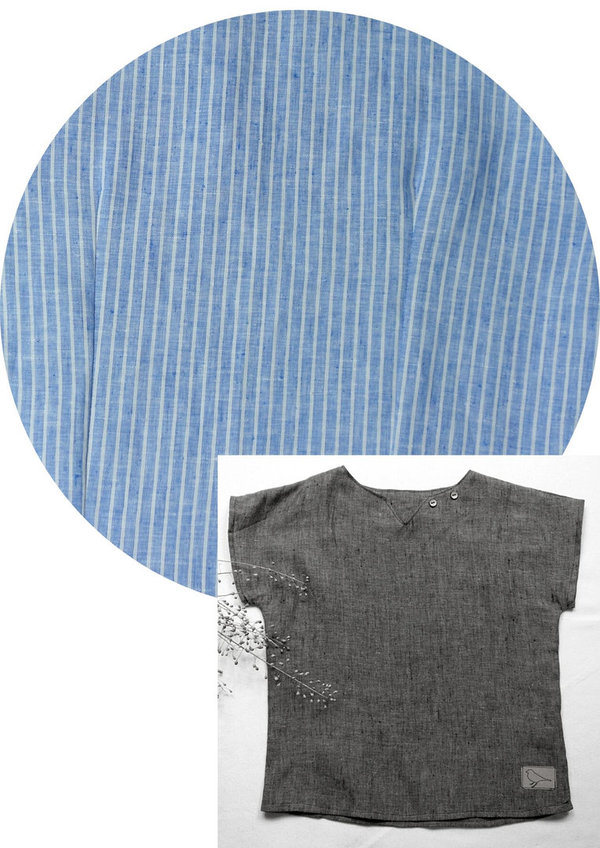 Leinenshirt "Thymian", blau-weiß gestreift